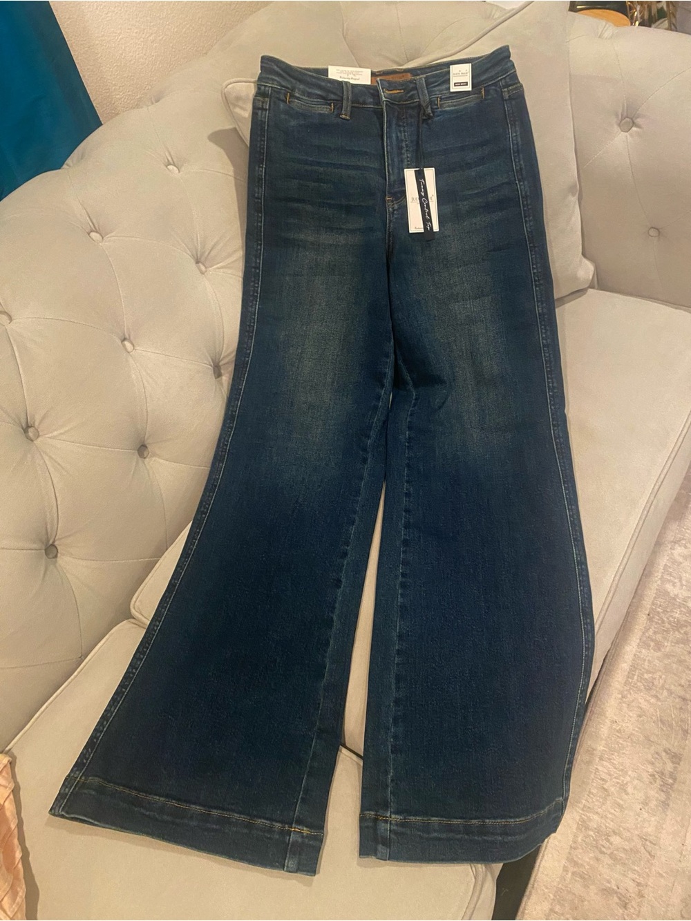 Judy Blue The One For Me Retro Wide Leg Jeans Dark Blue size 5/27 NWT